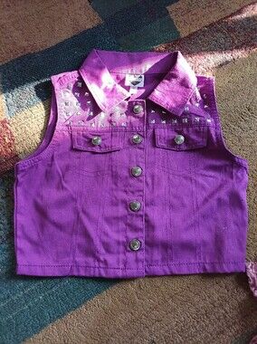 Girls' Purple Studded Denim Vest